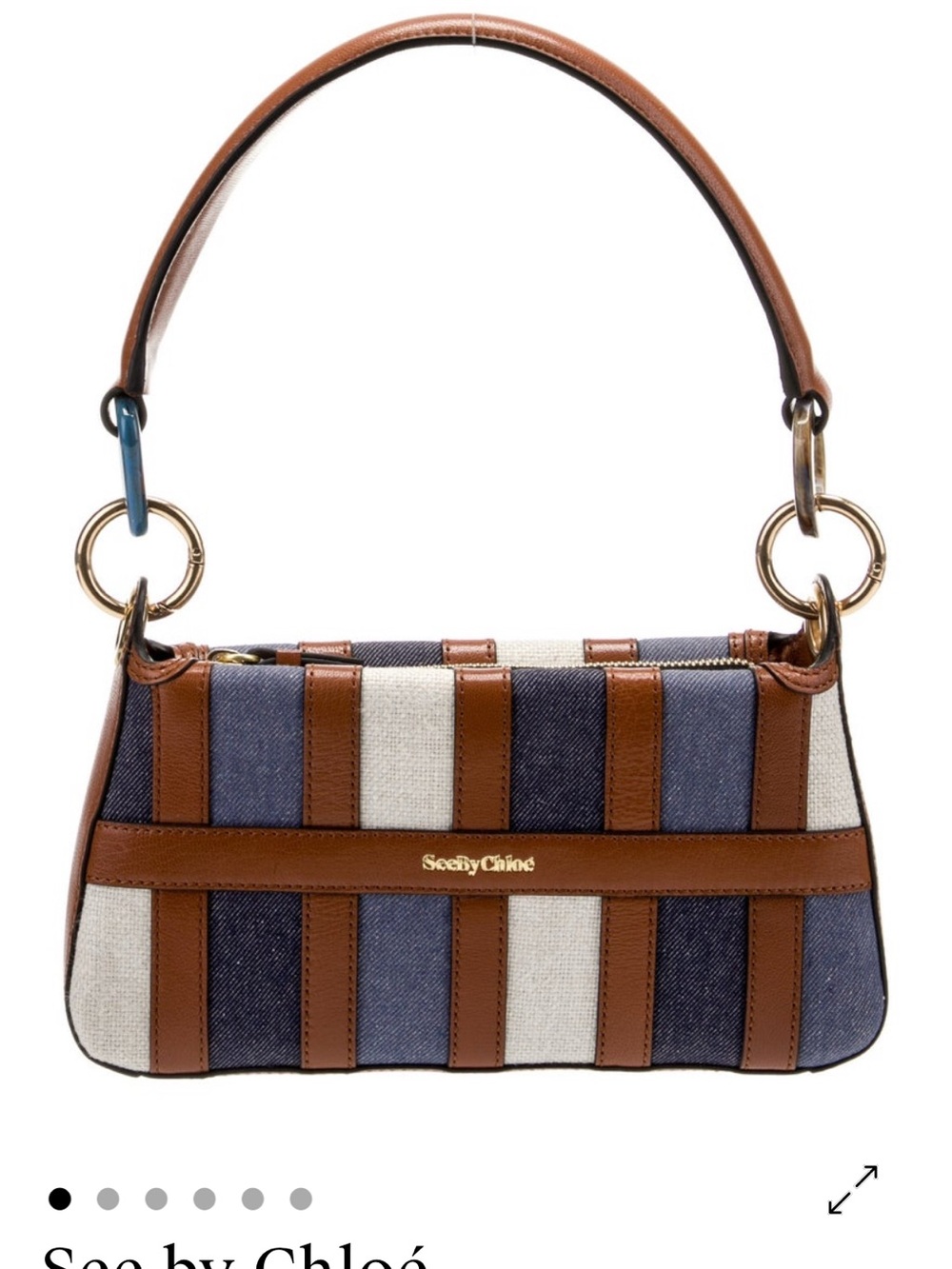 See By Chloe Striped Blue, Brown & Cream Shoulder Bag